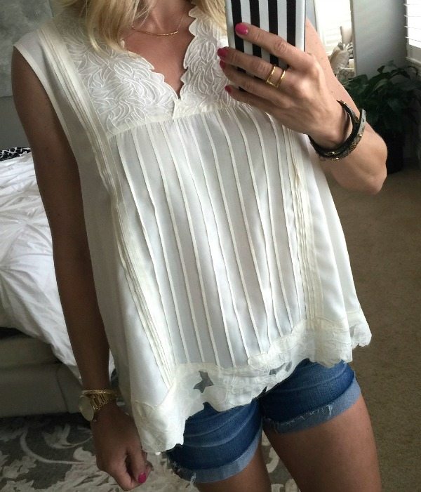 Summer Outfit - Floral Embroidery Top and Jean Shorts
