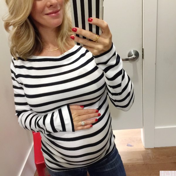 Pregnancy update 26 weeks.  Maternity fashion striped top.