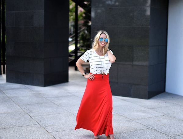 Outfit Inspiration | Striped top and red maxi