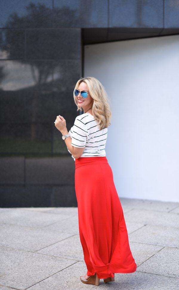 Outfit Inspiration | Striped top and red maxi