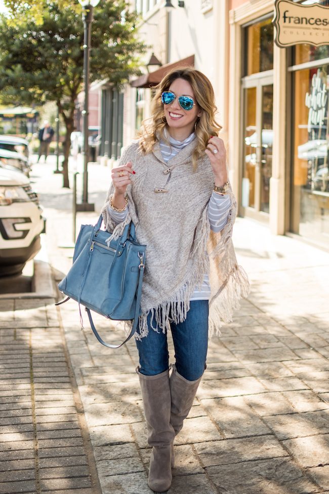 WEEKEND STEALS | Cable Knit Fringe Poncho | Honey We're Home