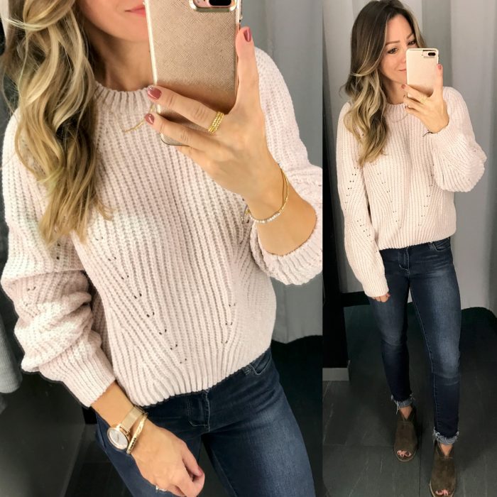 H&M pink chunky knit sweater