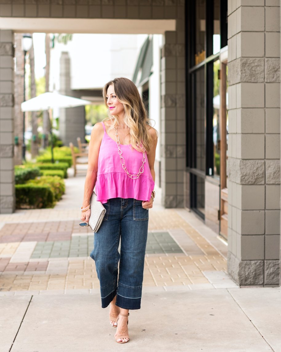 Wide Leg Jeans Pink Tank.8 | Honey We're Home