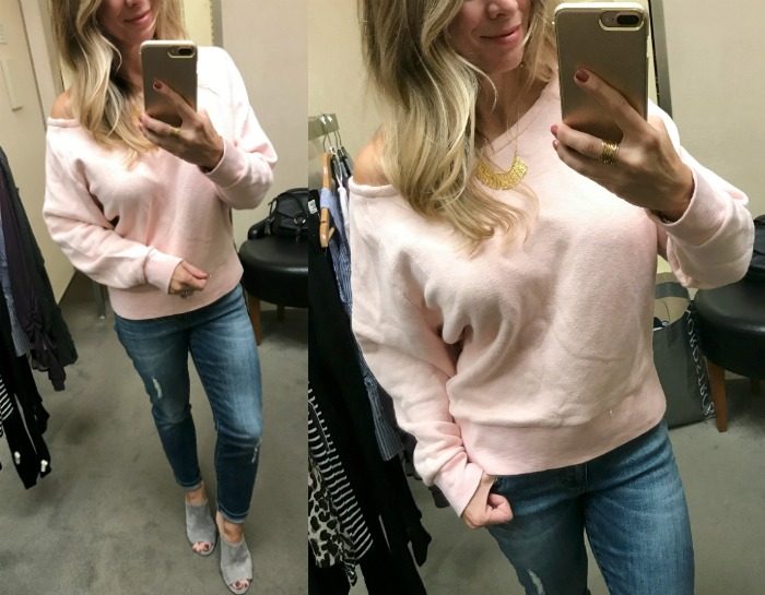 one shoulder sweatshirt pink