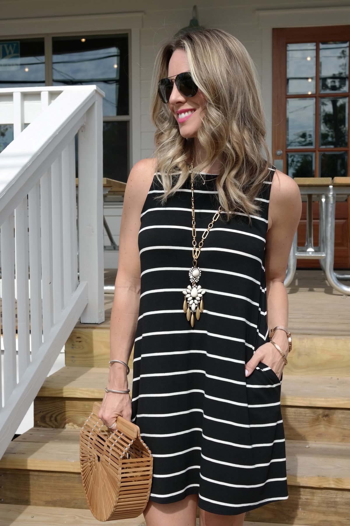 Spring & Summer fashion - striped swing dress with pockets $35