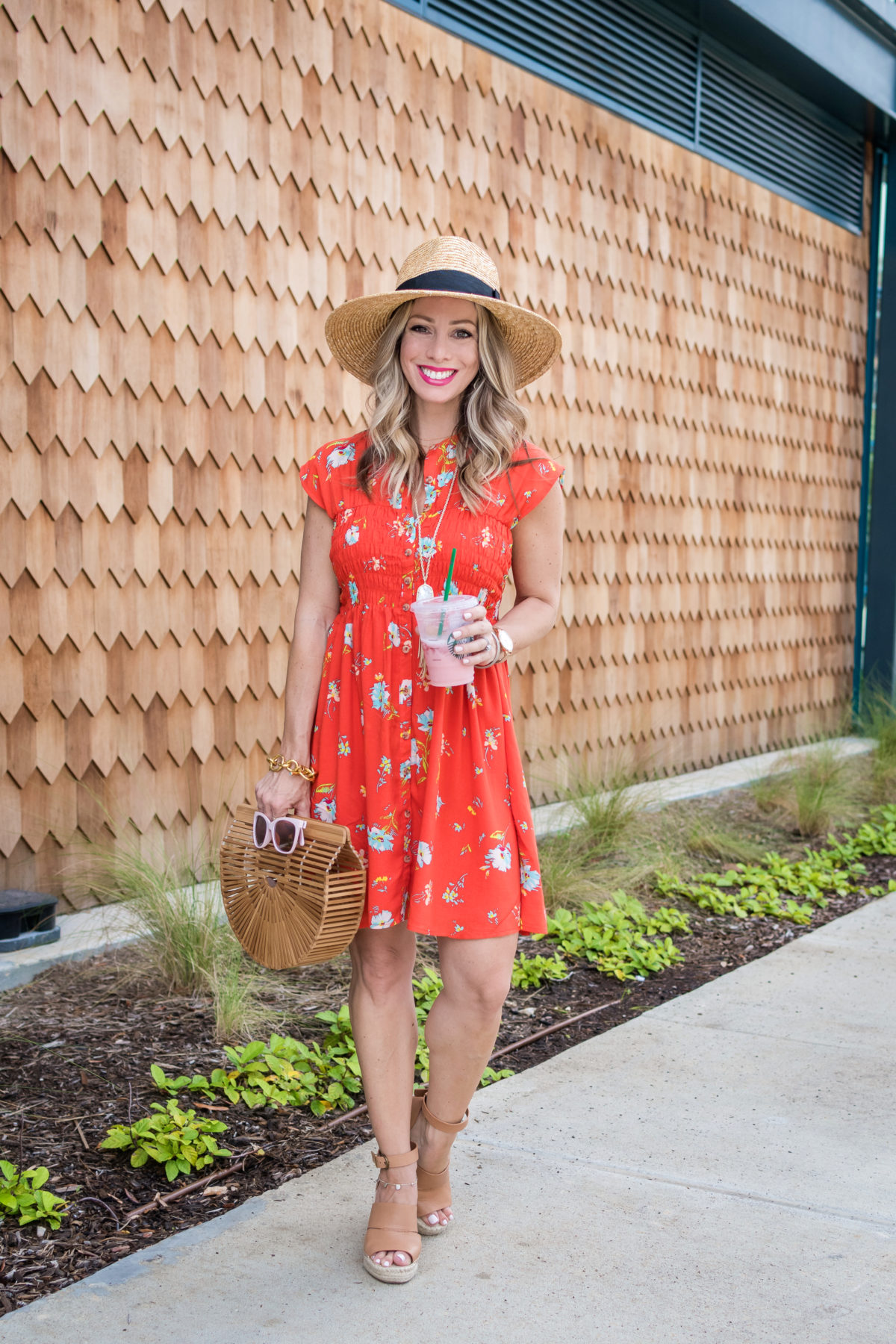 Cute summer dress and summer straw hat