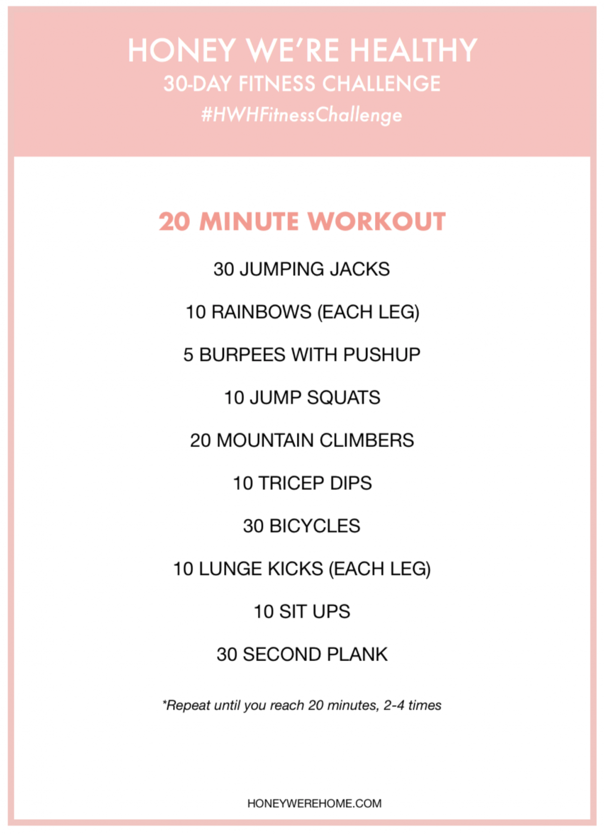 30 day fitness challenge 20 Minute At Home Workout