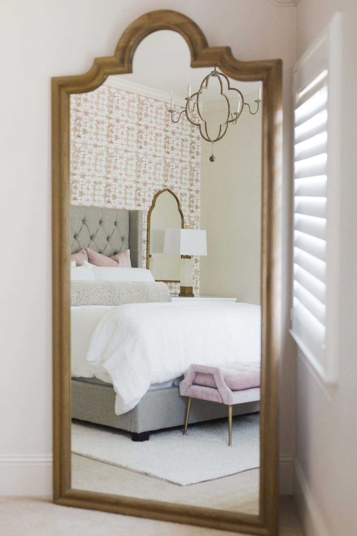 Master Bedroom ideas leaning wooden mirror