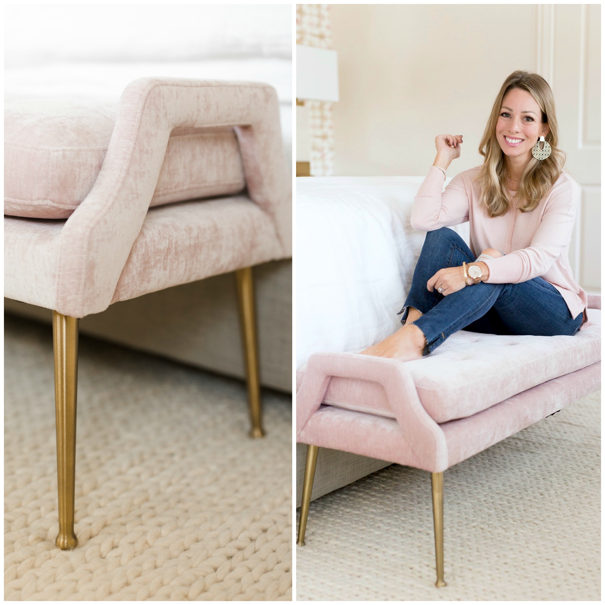 master bedroom ideas pink velvet bench