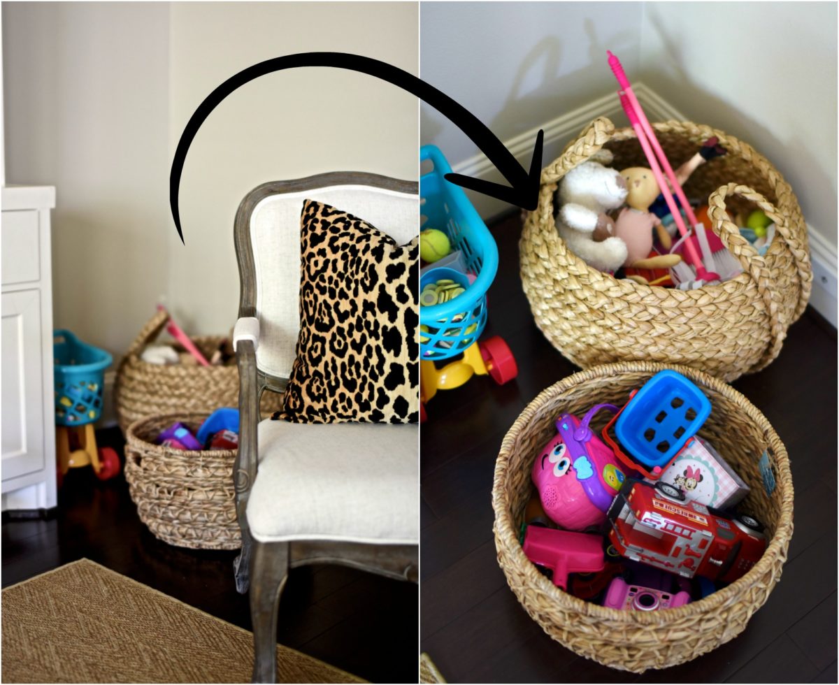 basket for toys in living room