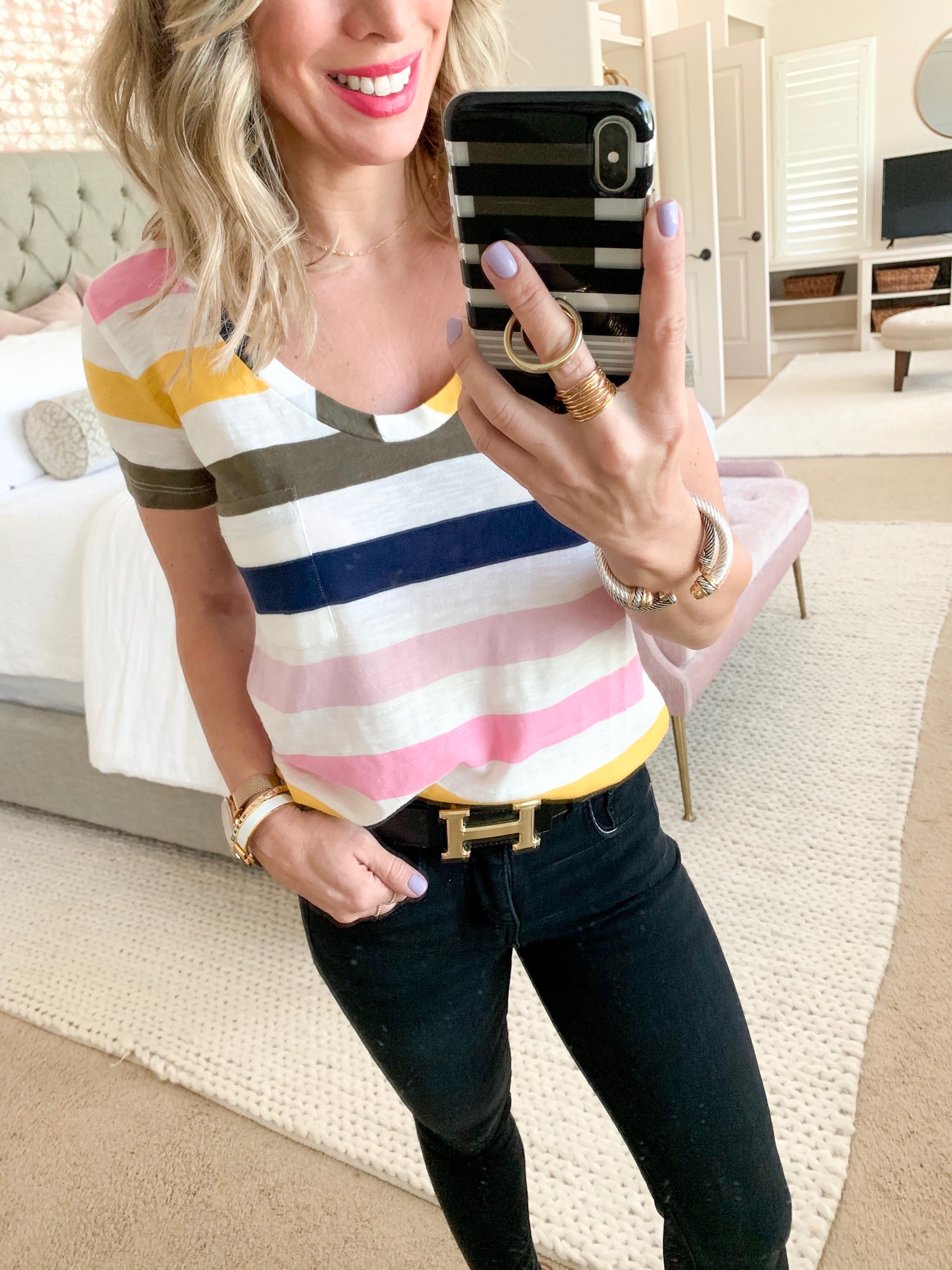 colorful striped tee 