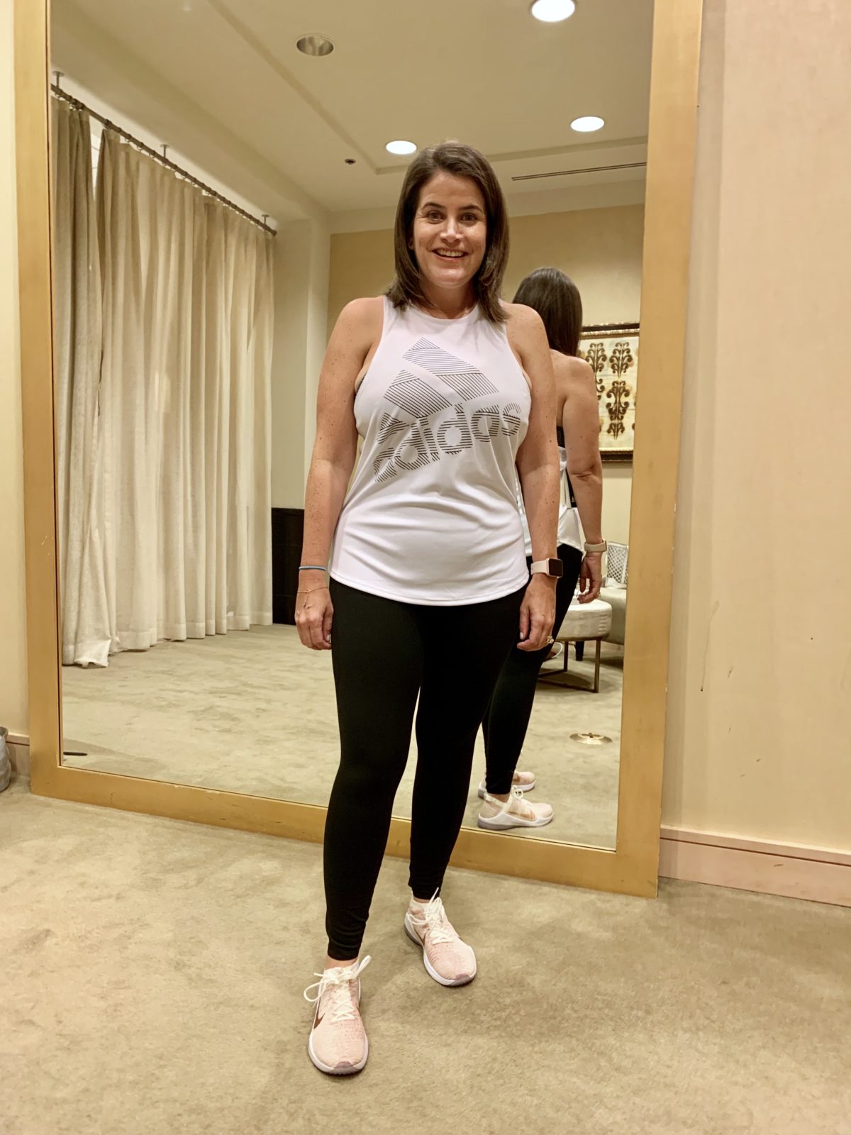Nordstrom Anniversary Sale - Adidas Workout Tank with Nike 7/8 cut Leggings with adidas tennis shoes
