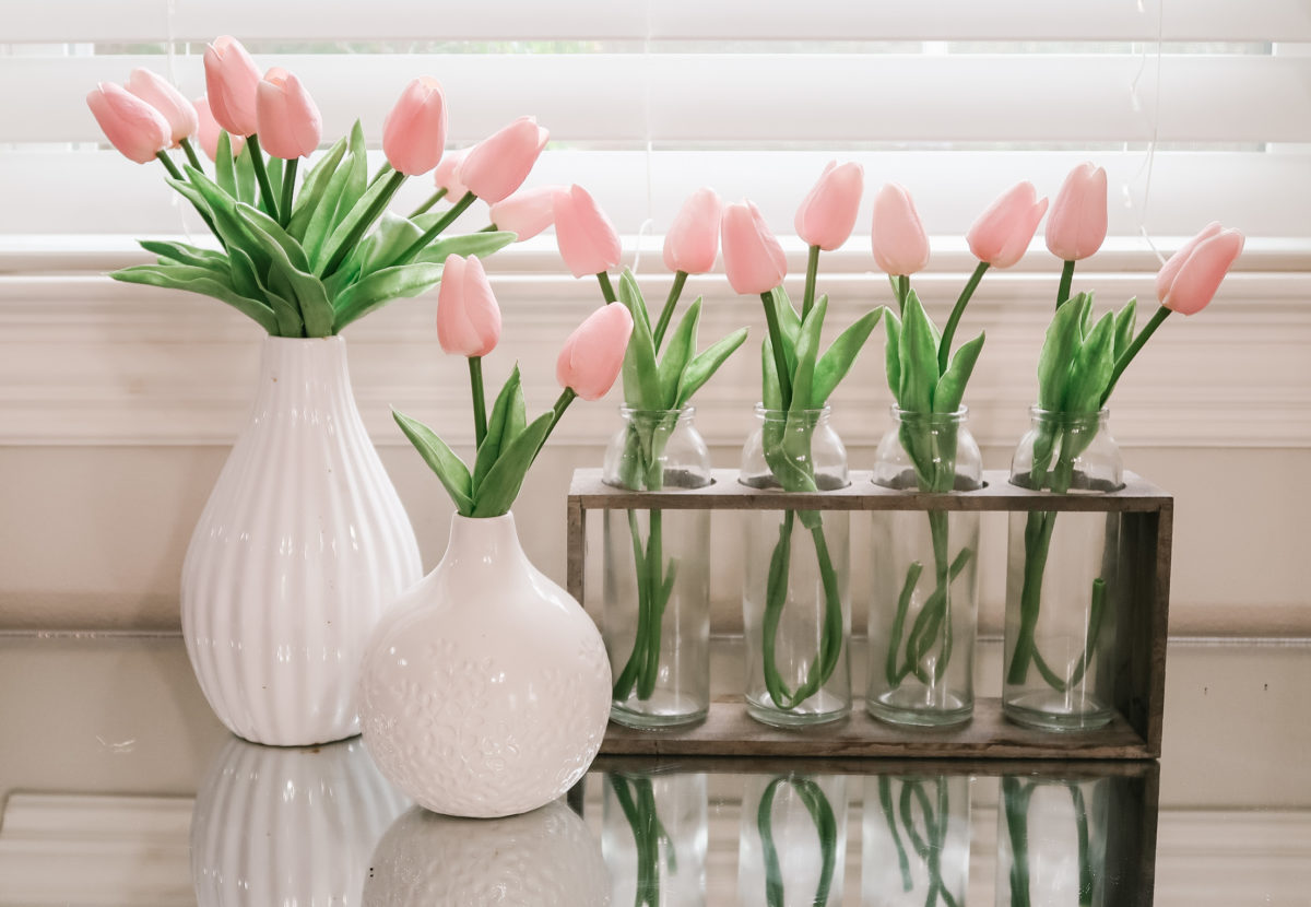 Faux Pink Tulips