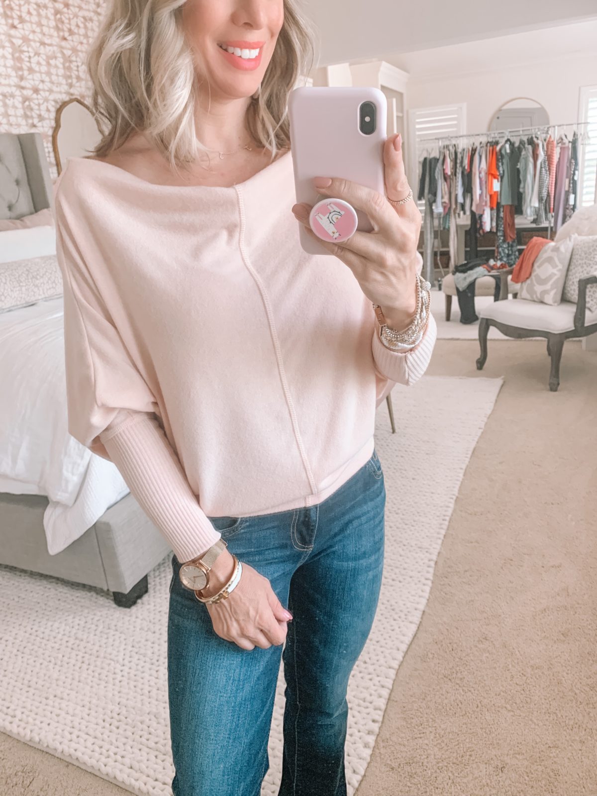 Dressing Room Finds Nordstrom and LOFT, Slouchy Long Sleeve Sweater, BootCut Jeans