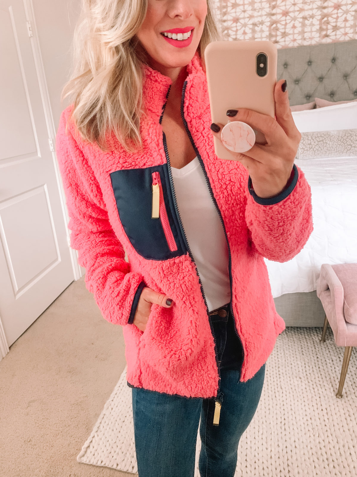 Pink fleece jacket