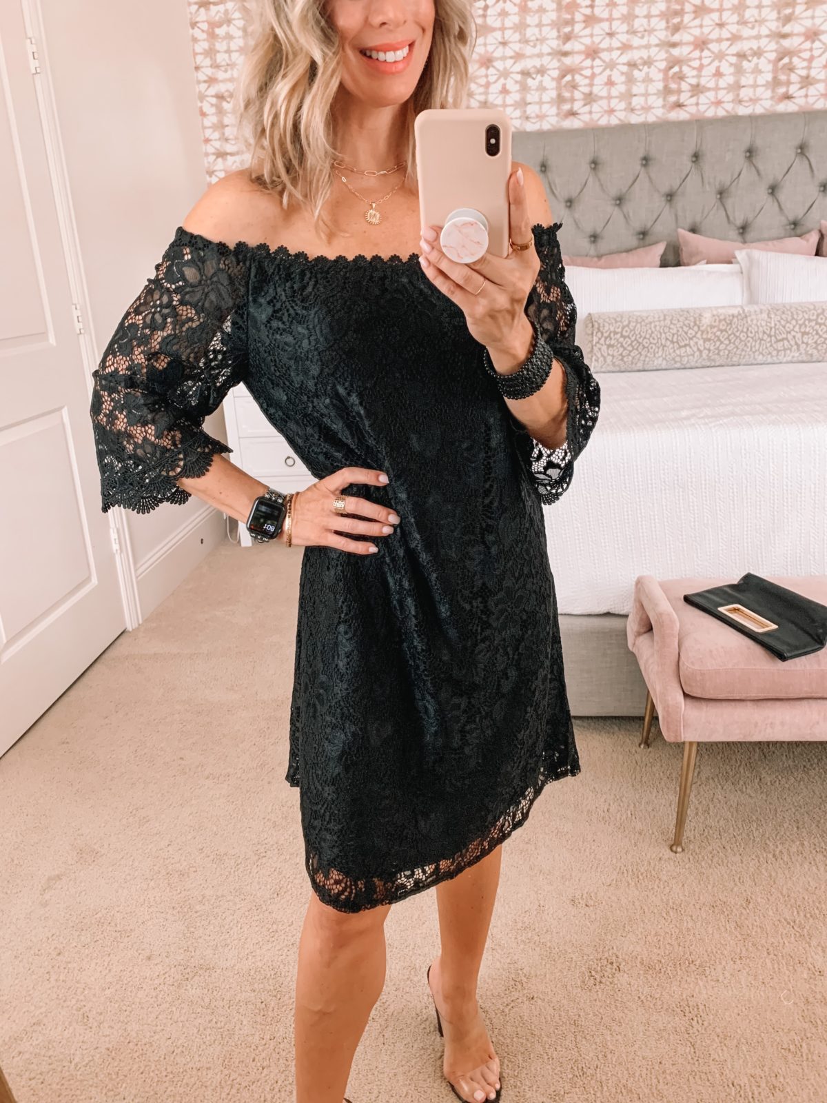 Amazon Fashion Faves, Lace Off the Shoulder Dress and Heels