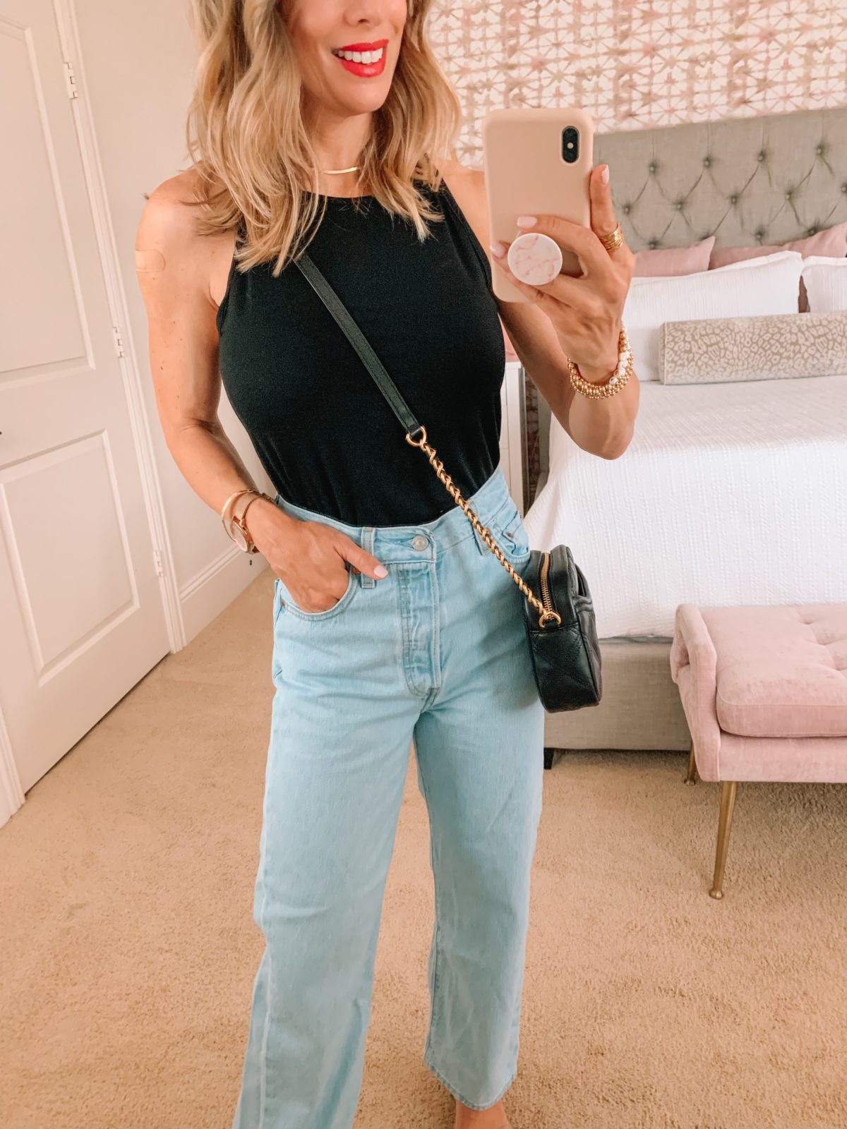 Amazon tank and wide leg jeans 