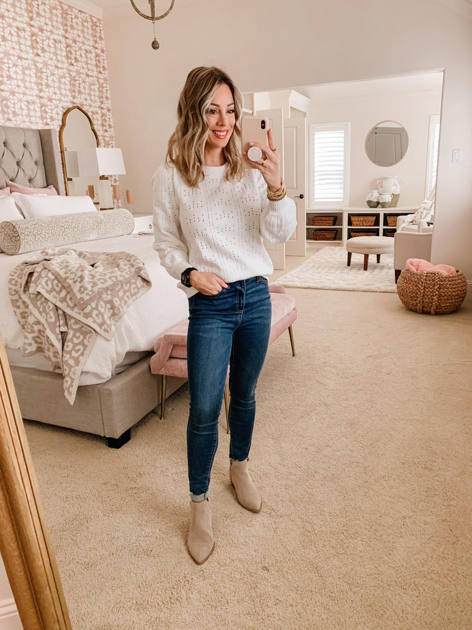 Amazon Fashion Sweater, Jeans, Booties 